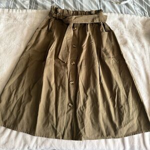 Sadie and Love Olive Button-Front A-Line Skirt